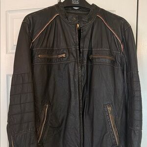 Wilson Black Leather Jacket with red and white lStitching. New condition